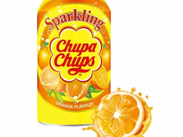 Chupa Chups Sparkling Orange Flavour Soft Drink Cans 345ml